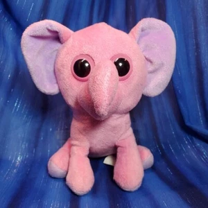 Peluche elefante rosa grandes ojos rosas púrpura en orejas y patas 7" - Imagen 1 de 6
