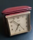 Alarm Clock Travel SWIZA Cute Case Faux Leather Red Circa 1950 Swiss Made