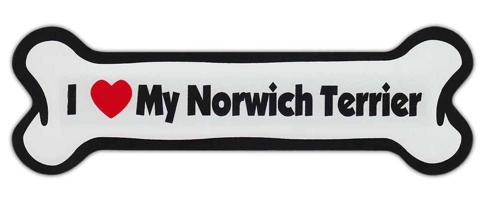 Imanes de coche en forma de hueso de perro: me encanta mi Norwich Terrier Foto 1 de 1
