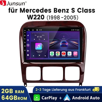 4+64G 8Kern Android14 CarPlay Autoradio Für Mercedes Benz S-Klasse W220 GPS Navi - Bild 1 von 4