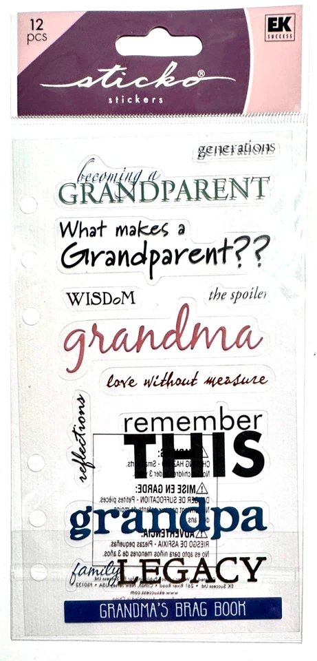 Grandparent Stickers Scrapbooking Card Embellishment Sticko - Image 1 of 1