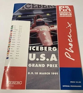 1991 UNITED STATES GRAND PRIX FORMULA ONE F1 OFFICIAL PROGRAM - Iceberg - Picture 1 of 3