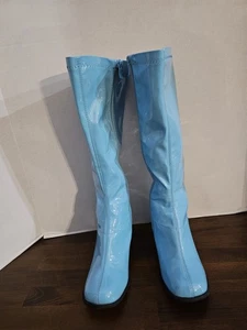 Baby Blue Go Go Dancer 60s 70s Hippie Knee High Woman's Costume/Cosplay Boots 8 - Picture 1 of 12