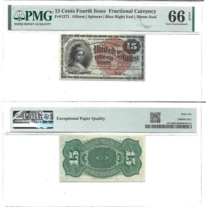 15 Cent 4th Issue Fractional Currency PMG Gem-66 EPQ Fr. 1271 - Picture 1 of 1