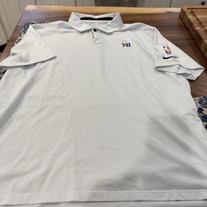 MENS NIKE Dri-Fit NBA Philadelphia 76ers COACHES WHITE Polo Shirt XL EUC - Picture 1 of 5