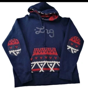 Lifted Research Group LRG Hoodie Gr. XL blau American Pocket/Ellbogen Kapuze Strick - Bild 1 von 13