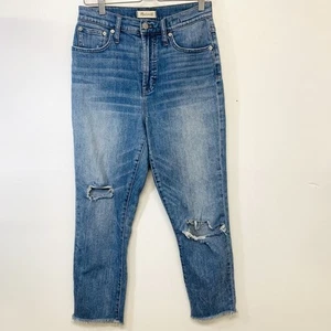 Madewell Perfect Vintage Jeans Damen 28 Blau Distress Raw Hem High Rise Freizeit - Bild 1 von 13