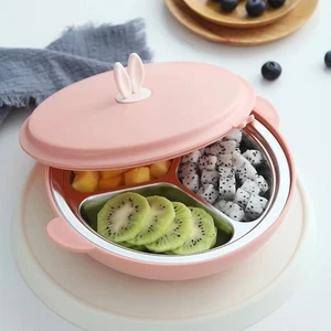 Household Portable Cute 304 Stainless Steel Children's Dinner Plate Grid Student - Picture 1 of 8