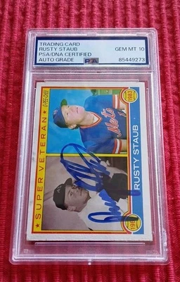 Rusty Staub 1983 O PEE CHEE #51 Baseball Card Mets  AUTOGRAPH PSA/DNA Gem 10 - Image 1 of 2