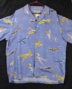 Vintage Paradise Found Flugzeug Luftfahrt Hawaiihemd Herren XL Militär Flugzeuge - Bild 1 von 11