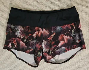 Oiselle Roga Shorts Size 4 Fall Floral Black Multicolor Running Workout Athletic - Picture 1 of 10