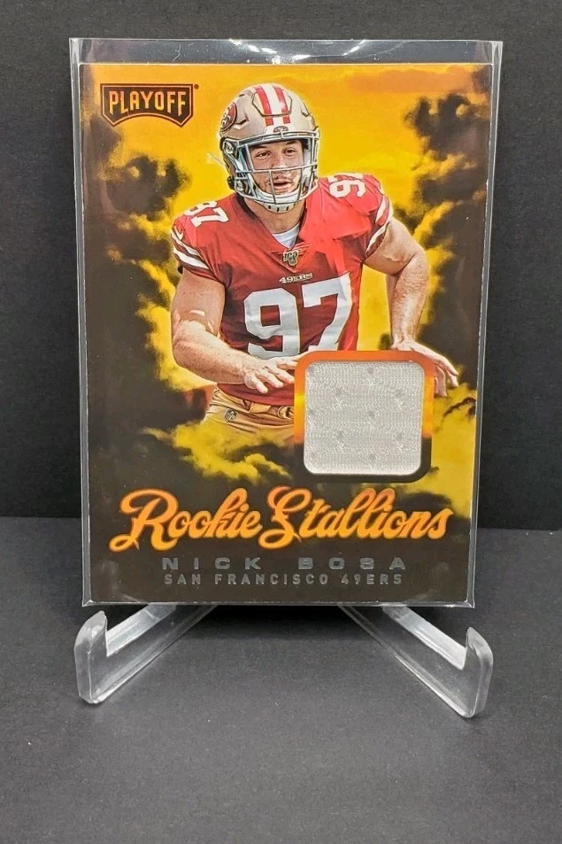 2019 Panini Playoff Nick Bosa (RC) RELIC Rookie Stallions SF 49ers #RS-5 - Image 1 of 3