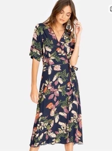 Vestido envolvente Jade Johnny Was Ryker floral azul marino mezclado talla M* - Imagen 1 de 5