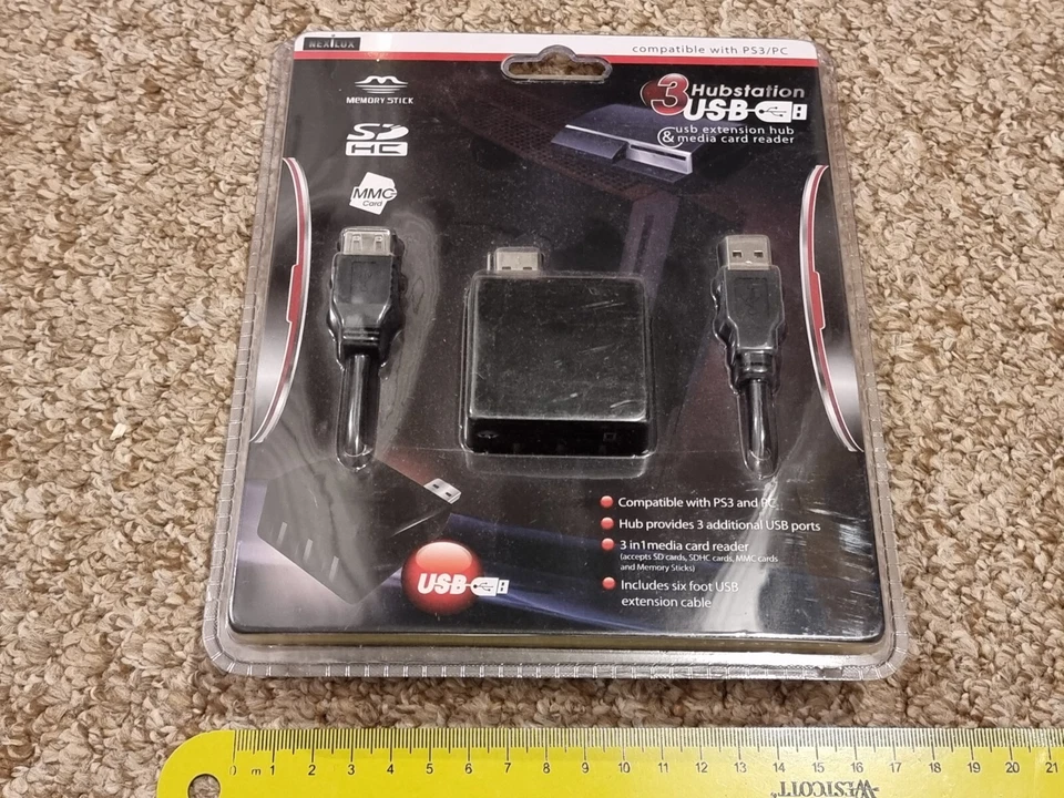 SONY PLAYSTATION 3 USB MEDIA MEMORY CARD ADAPTER READER HUB EXTENSION BRAND NEW! - Image 1 of 3