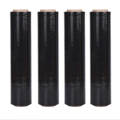 4 Rolls 18" x 1000' Pallet Wrap Stretch Film Hand Shrink Wrap Black 1000FT NEW - Image 1 of 3