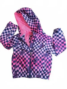 Girls Colorful Checkerboard Hoodie with Smiley Faces, Size 4 - Picture 1 of 1