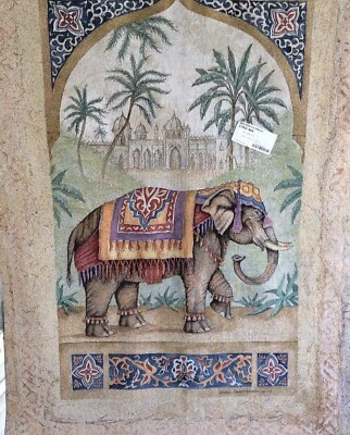 VINTAGE “OLD WORLD ELEPHANT FINE ART HANGING TAPESTRY” 100% COTTON, MINT!!! - Image 1 of 4