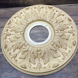 Vintage Round Ceiling Medallion 15.5 in diameter Plastic Gold Ornate Victorian. - Picture 1 of 8
