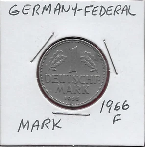 DEUTSCHLAND BUNDESVERTRETER 1 DEUTSCHE MARK 1966-F DEUTSCHER ADLER, POSTFRISCHMARKE UNTEN, ZWEI EICHEN - Bild 1 von 2
