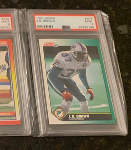 1991 Score J. B. Brown PSA 9 MINT NFL card #307 Miami Dolphins POP 1 NONE higher