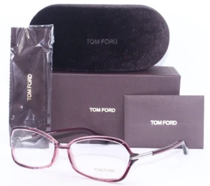 TOM FORD TF 5206 071 CRYSTAL BURGUNDY SILVER ACENTS AUTHENTIC EYEGLASSES 55-16 - Picture 1 of 5