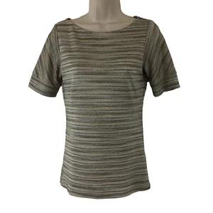 The Limited Womens Top Shirt Pullover Size XS Metallic Multicolor Stripe Knit SS - Picture 1 of 11