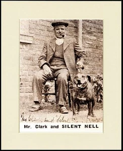 STAFFORDSHIRE BULL TERRIER OLD MAN AND DOG GREAT PRINT MOUNTED READY TO FRAME - Picture 1 of 1