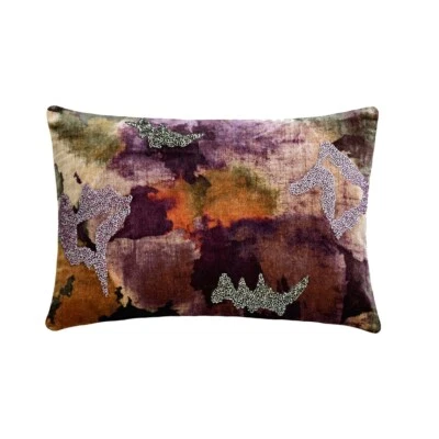 Lumbar Cushion Cover Purple Set of 2 Velvet - Purple Abstraction - Image 1 of 3