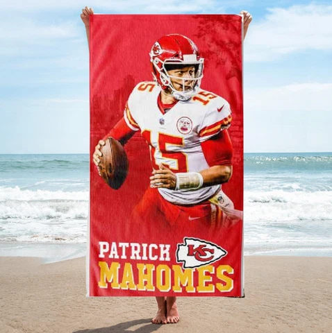 Patrick Mahomes Kansas City Chiefs Beach Towel NFL MVP Summer AFC West Champions Cover
