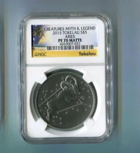 Tokelau 2015 1oz Silver Creatures Myths & Legend Aries Matte NGC PF70 UC CAM BU - Picture 1 of 2