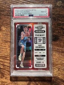 2022-23 Contenders Optic Chet Holmgren Red Prizm Rookie Ticket PSA 8 RC #4