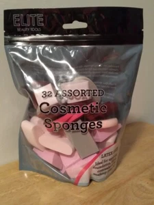 Elite Beauty Tools® 32 Assorted Cosmetic Sponges = Latex Free Various Sizes New - Picture 1 of 1