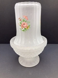 Vintage Satin Frosted Glass Hobnail Base Floral Fairy Lamp Light Votive Holder - Picture 1 of 5