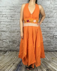 Vestido mexicano bordado campesino mediano 100% algodón manta - Imagen 1 de 6