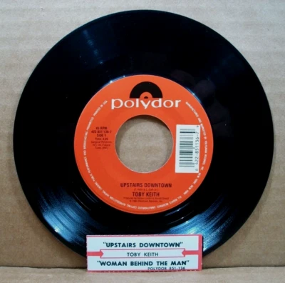 Toby Keith - Upstairs Downtown/Woman Behind The Man (45 RPM, 1994, Polydor) - Image 1 of 4