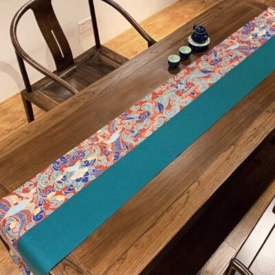 Waterproof Chinese Retro Tea Art Tablecloth Zen Faux Linen Table Runner Home Art - Image 1 of 4
