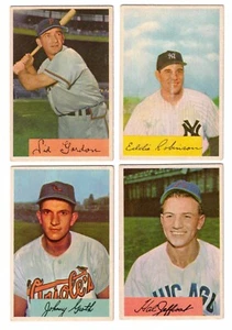 1954 Bowman 4 Card Lot: #11 Gordon, #165 Groth, #193 Robinson, #205 Jeffcoat - Picture 1 of 2