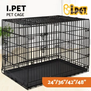 i.Pet Dog Cage Crate Kennel Cat Collapsible Metal Cages 24"~ 48" Playpen Large - Picture 1 of 48
