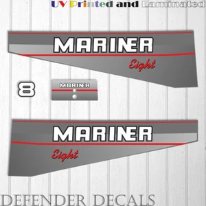 Mariner 8 hp outboard engine decal sticker set kit reproduction Two Stoke 1990's - Picture 1 of 1