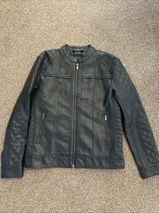 PORTER + ASH Black Leather Look Jacket Mens Size L - Picture 1 of 10
