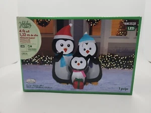 Gemmy Holiday Living 4 ft. Penguin Family Lighted Christmas Airblown Inflatable - Picture 1 of 20