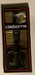 NIP Claiborne Men's Suspenders Gold Brown Trim - Picture 1 of 4