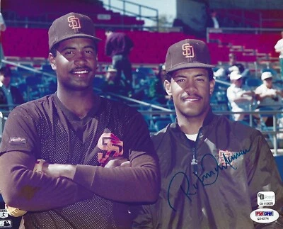 Roberto Alomar Signed Padres Baseball 8x10 Photo PSA/DNA COA Picture w/ Sandy Jr - Image 1 of 3