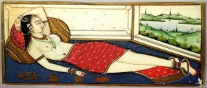 HINDU CURTISAN LADY. ÖLGEMÄLDE. ANONYM. INDIEN. XIX CENTURY - Bild 1 von 1