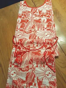 Rare Vintage full Apron NEBRASKA IOWA farm scene Fabric NEW - Picture 1 of 7