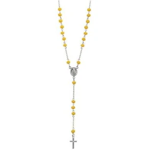 Collana Rosario pietra gialla uomo gioiello RG06 Gerba News con crocifisso - Imagen 1 de 2