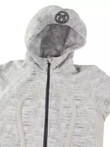 Lululemon Hoodie Womens 8 Light Gray Scuba Full Zip Sweatshirt Fleece Lining - Picture 1 of 15