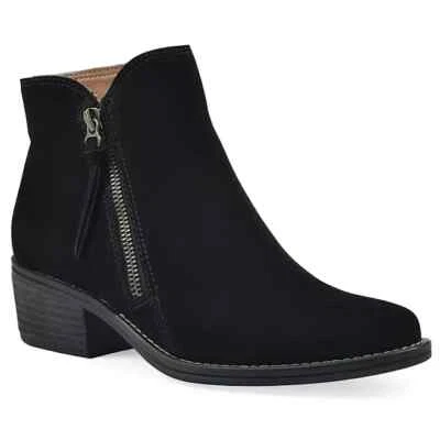 White Mountain Women's Suede Ankle Boot Size 6.5 Black — 第 1/4 张图片