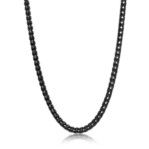 Stainless Steel 4mm Franco Chain Necklace - Black IP Plated - Picture 1 of 1