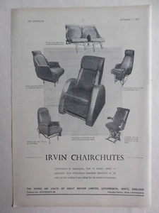 9/1947 PUB IRVING AIR CHUTE CHAIRCHUTE PARACHUTE CHAIR AIRLINER DOVE VIKING AD - Picture 1 of 1